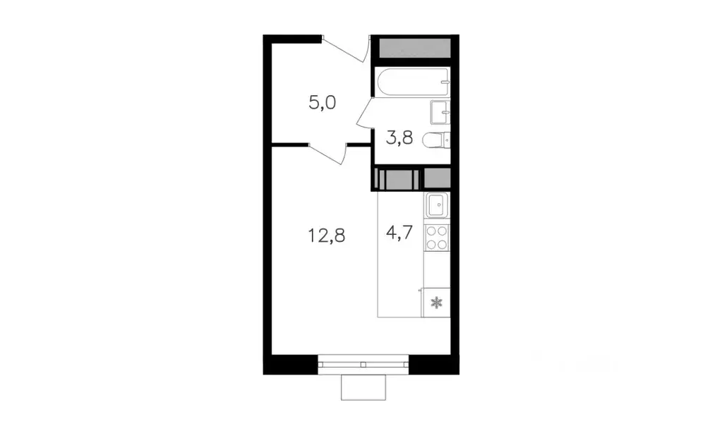 Студия Москва ул. Берзарина, 32А (27.1 м) - Фото 0