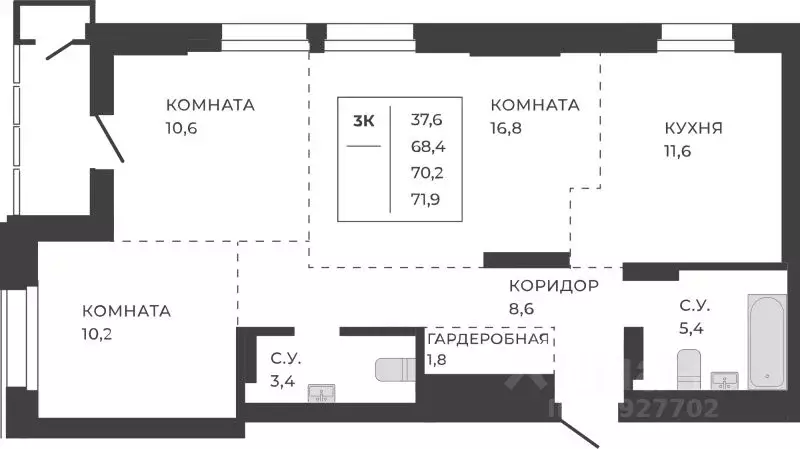 3-к кв. Алтайский край, Барнаул ул. Шумакова, 7к2 (70.2 м) - Фото 0