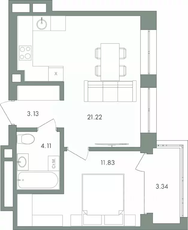 1-к кв. Ханты-Мансийский АО, Сургут ул. Крылова (43.63 м) - Фото 0