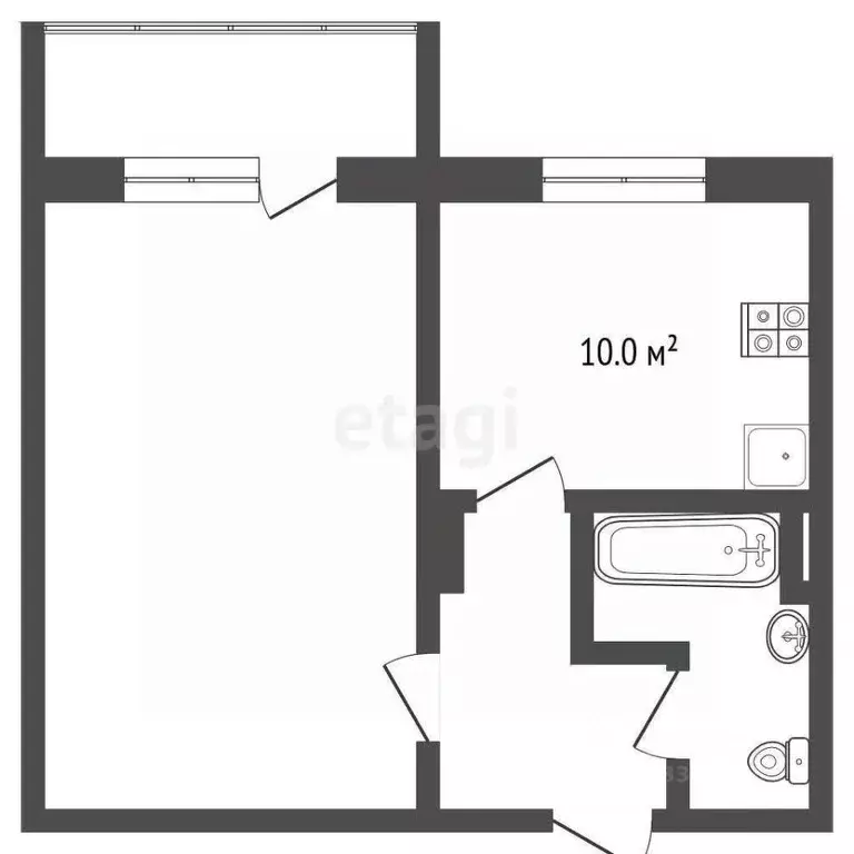 1-к кв. Омская область, Омск пос. Биофабрика, 18 (37.3 м) - Фото 1