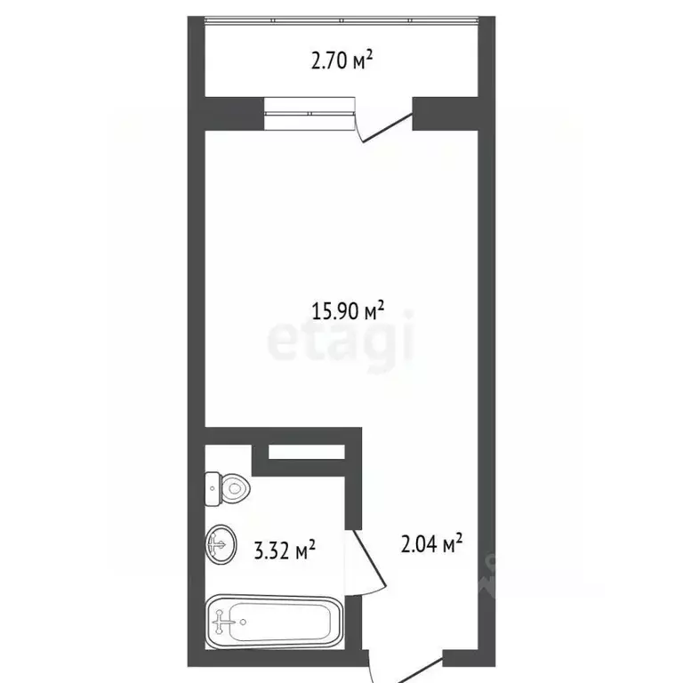Студия Тюменская область, Тюмень ул. Новоселов, 115 (15.7 м) - Фото 1