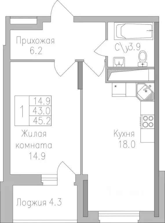 1-к кв. Липецкая область, Липецк ул. Тельмана, 120 (45.2 м) - Фото 0