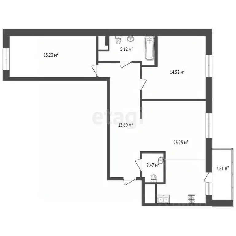 2-к кв. Тюменская область, Тюмень ул. Тимофея Чаркова, 81к2 (74.9 м) - Фото 1