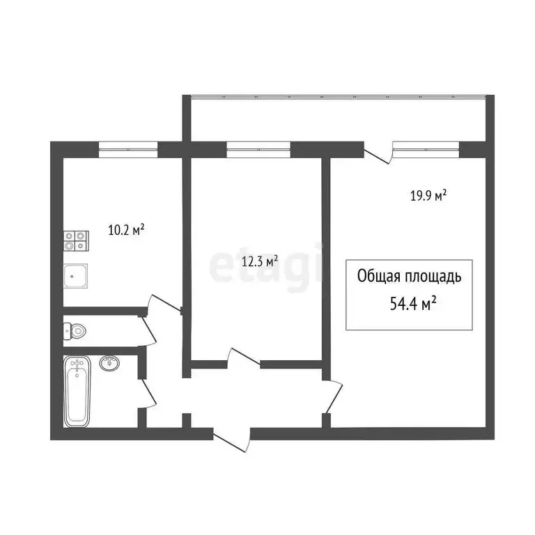 2-комнатная квартира: Томск, улица Лебедева, 8 (54.4 м) - Фото 0