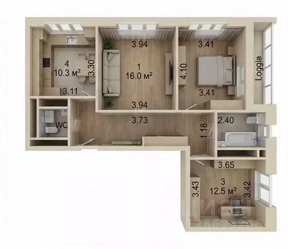 3-к кв. Москва ул. Воейкова, 2 (75.0 м) - Фото 2