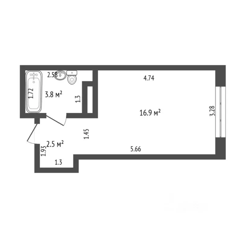 Студия Тюменская область, Тюмень ул. Селекционная, 8 (23.0 м) - Фото 2