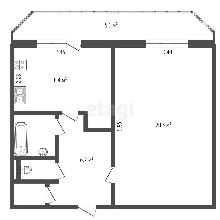 1-комнатная квартира: Санкт-Петербург, Яхтенная улица, 37 (39.5 м) - Фото 1