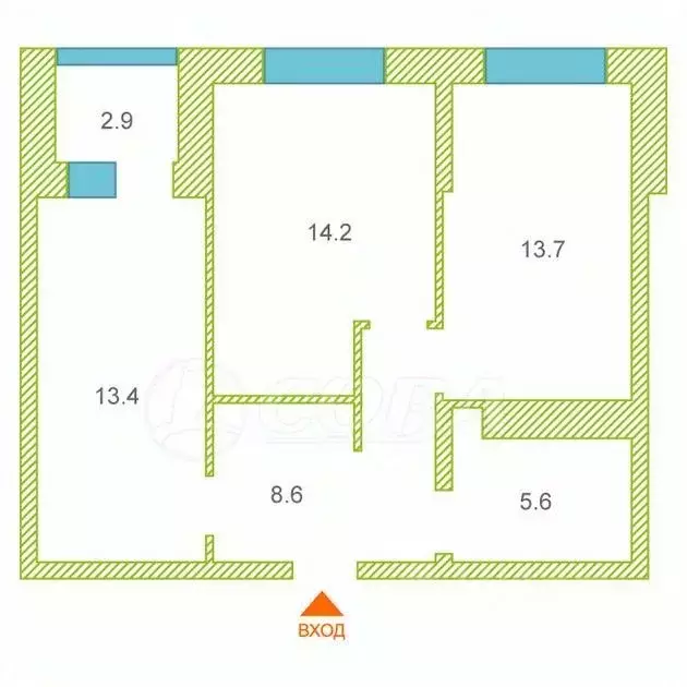 2-к кв. Тюменская область, Тюмень Дамбовская ул., 25к1 (55.7 м) - Фото 2
