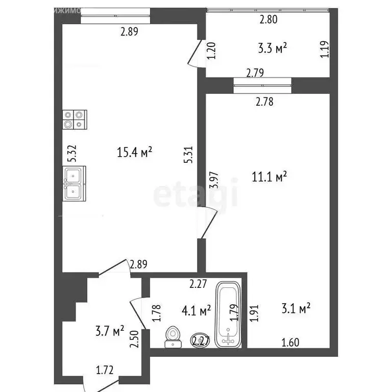 2-комнатная квартира: Стерлитамак, улица Машиностроителей, 77 (37.4 м) - Фото 1
