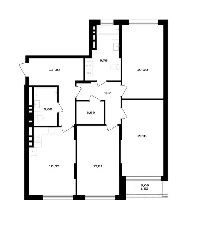 3-к кв. Воронежская область, Воронеж ул. Ольминского, 4 (114.78 м) - Фото 1