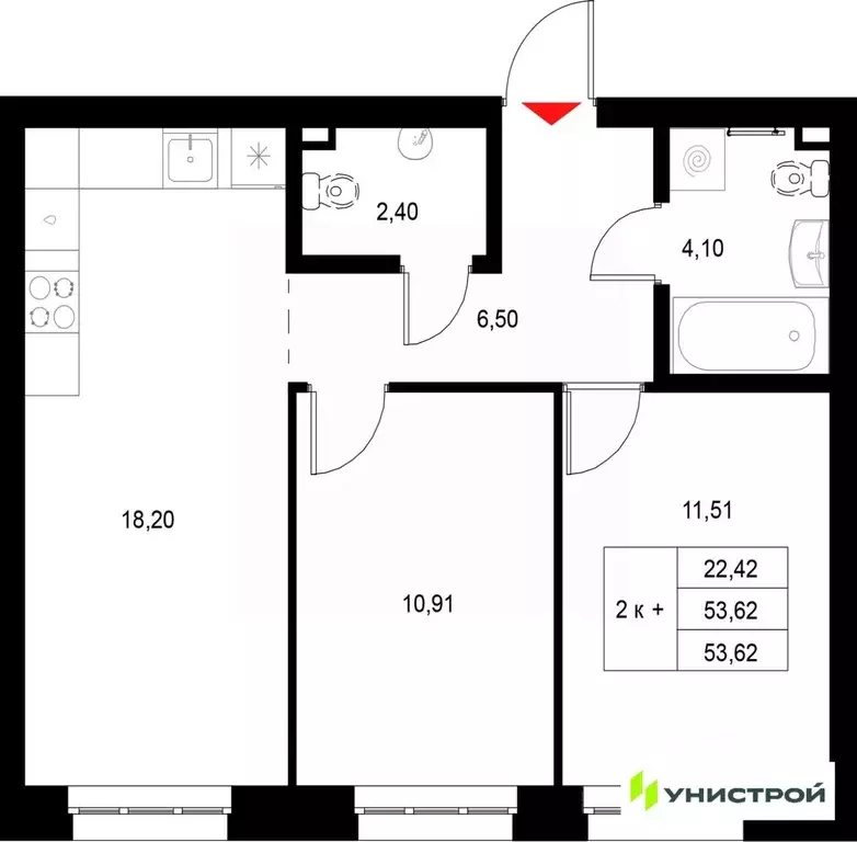 2-к кв. Татарстан, Казань Техническая ул. (53.62 м) - Фото 1