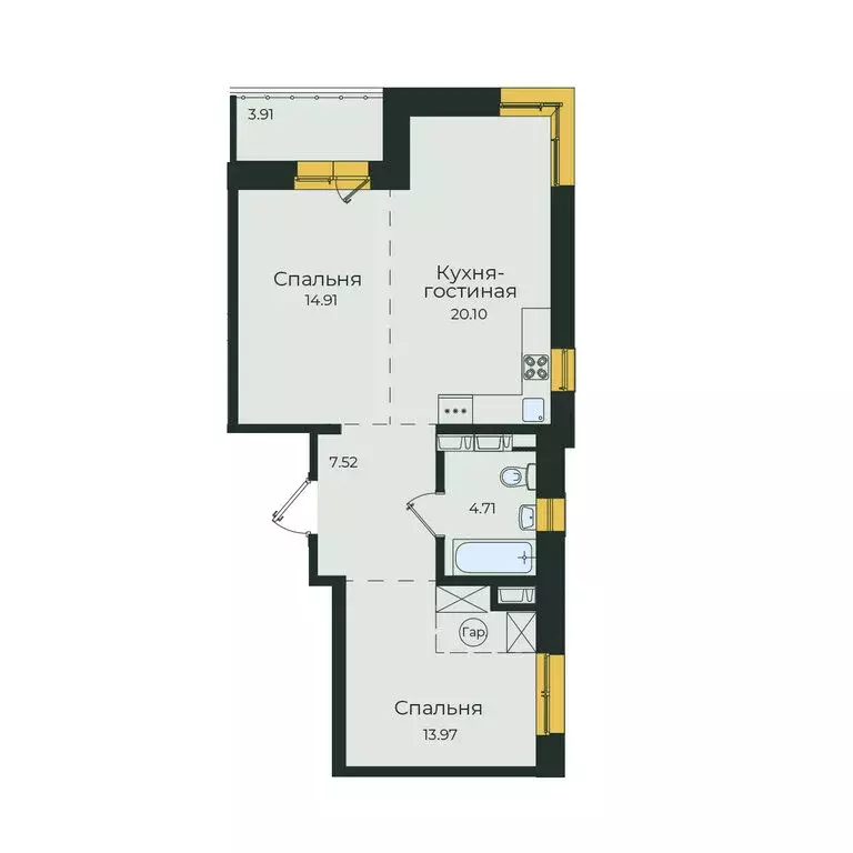 2-комнатная квартира: Иркутск, улица Пискунова, 132 (65.12 м) - Фото 1