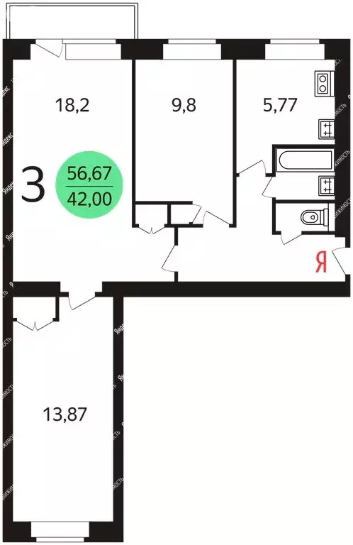 3-комнатная квартира: Кунгур, улица Газеты Искра, 38 (57.8 м) - Фото 1