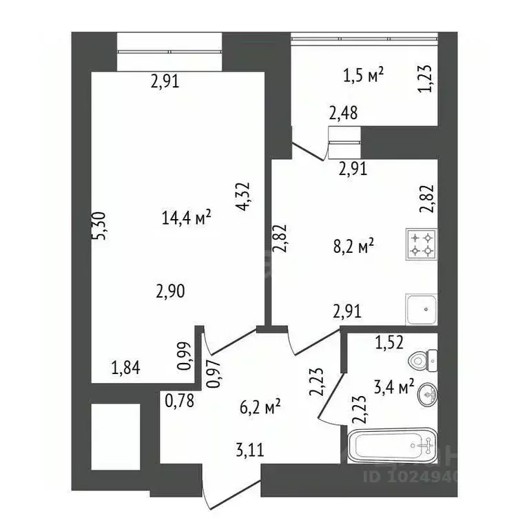1-к кв. Башкортостан, Уфа ул. Природная, 20 (33.0 м) - Фото 2