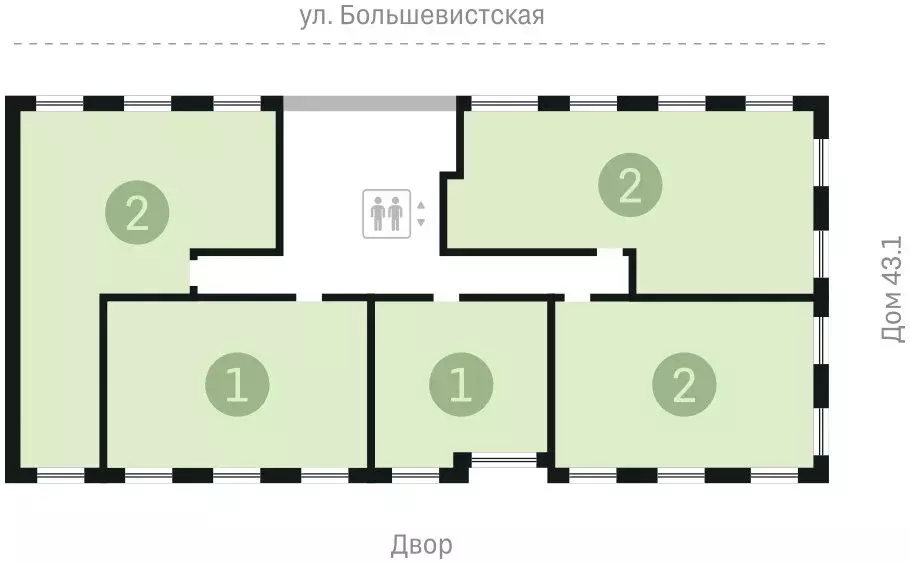 2-комнатная квартира: Новосибирск, Большевистская улица, 43/2с (67.87 ... - Фото 1