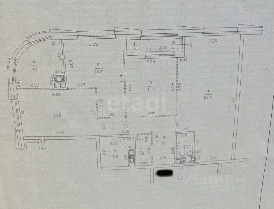 3-к кв. Татарстан, Казань ул. Алексея Козина, 2 (85.6 м) - Фото 2