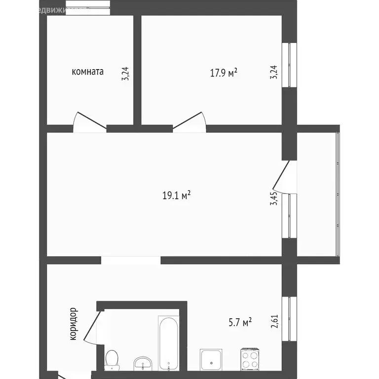 3-комнатная квартира: Улан-Удэ, улица Жердева, 82 (62 м) - Фото 1
