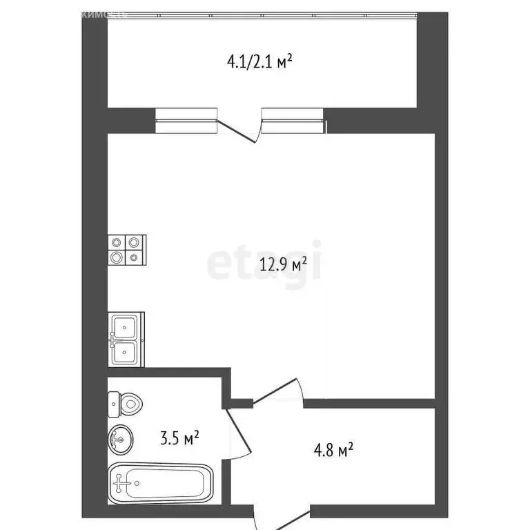 Квартира-студия: Стройкерамика, улица Николая Симонова, 14 (27.4 м) - Фото 1