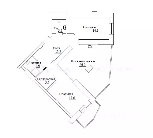 2-к кв. Татарстан, Казань ул. Достоевского, 66/17 (73.8 м) - Фото 2