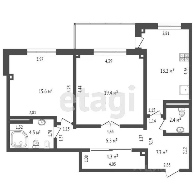 2-к кв. Саха (Якутия), Якутск ул. Федора Попова, 16/6 (74.0 м) - Фото 2