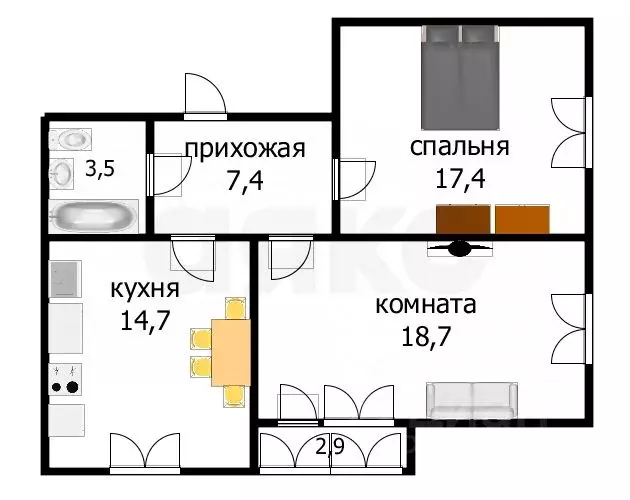 2-к кв. Краснодарский край, Анапа Солнечная ул., 54 (64.6 м) - Фото 1