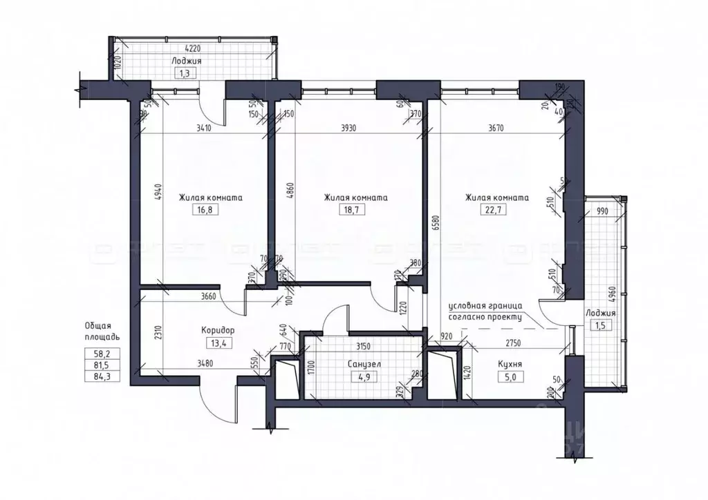 3-к кв. Татарстан, Казань ул. Азата Аббасова, 11 (84.3 м) - Фото 2