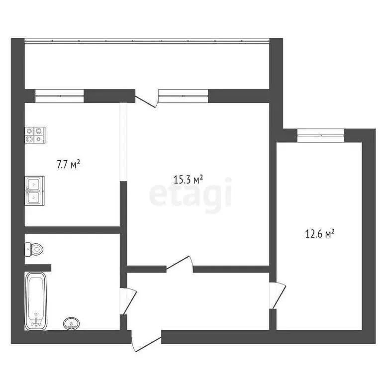 1-комнатная квартира: Тюмень, Профсоюзная улица, 13 (47.2 м) - Фото 1