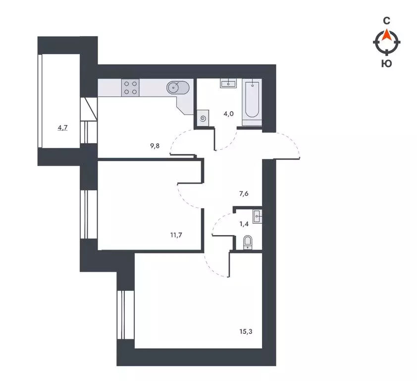 2-комнатная квартира: Киров, улица Капитана Дорофеева, 24 (54.5 м) - Фото 1