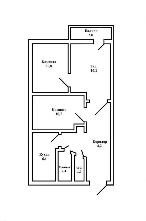 3-комнатная квартира: город Светлый, Советская улица, 24 (53.2 м) - Фото 1