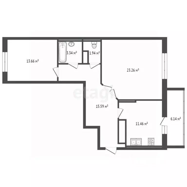 2-к кв. Марий Эл, Йошкар-Ола ул. 70-летия Вооруженных Сил СССР, с5/2 ... - Фото 2