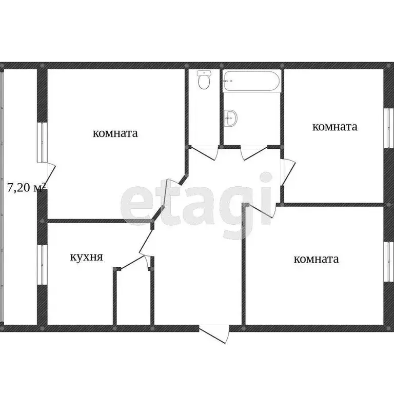 3-комнатная квартира: Курган, улица Отдыха, 8 (68 м) - Фото 0