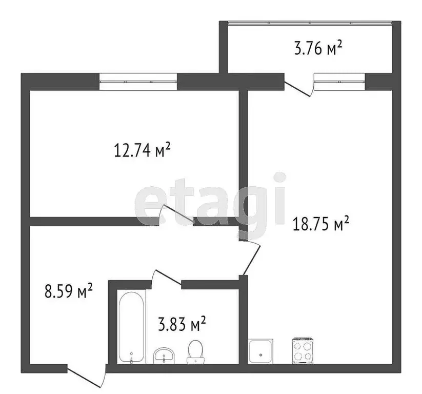 1-комнатная квартира: Тюмень, улица Вадима Бованенко, 5 (44 м) - Фото 1