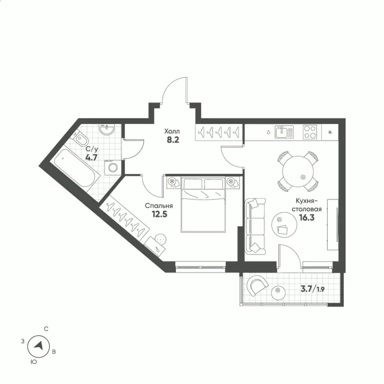 1-к кв. Свердловская область, Екатеринбург Солнечный жилрайон,  (43.6 ... - Фото 1