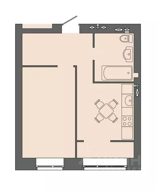 1-к кв. Волгоградская область, Волгоград ул. Дегтярева, 19 (40.39 м) - Фото 1