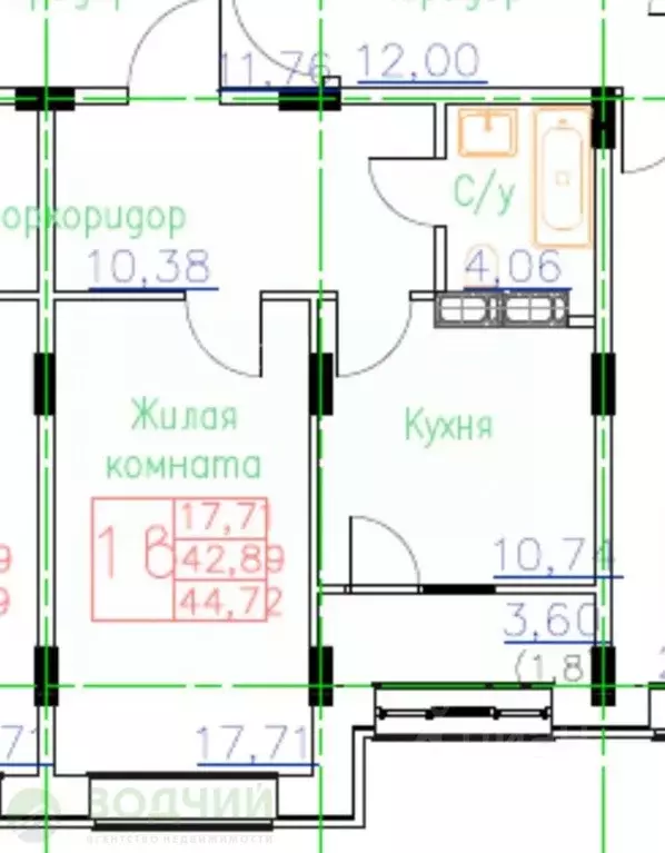 1-к кв. Чувашия, Чебоксары ул. Фридриха Энгельса, 9А (44.72 м) - Фото 1