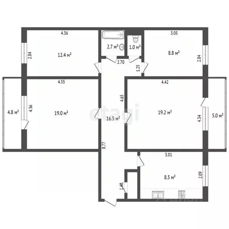 4-к кв. Крым, Евпатория городской округ, Мирный пгт ул. Сырникова, 29 ... - Фото 2