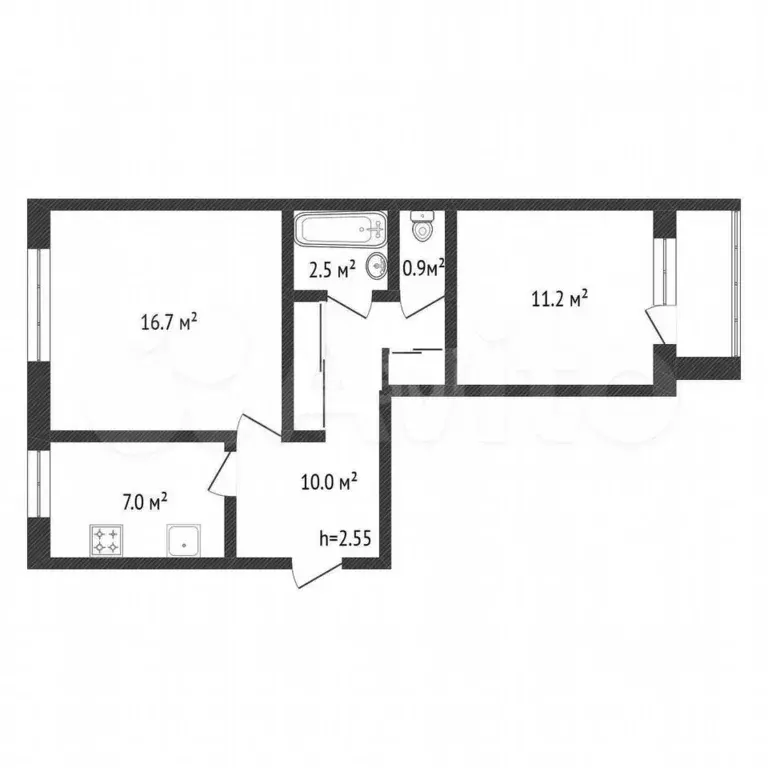 2-к. квартира, 49 м, 2/5 эт. - Фото 0