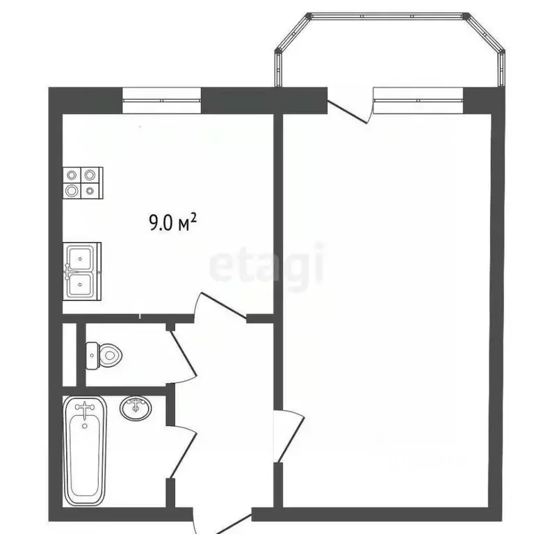 1-к кв. Челябинская область, Челябинск ул. Мамина, 25а (34.3 м) - Фото 2