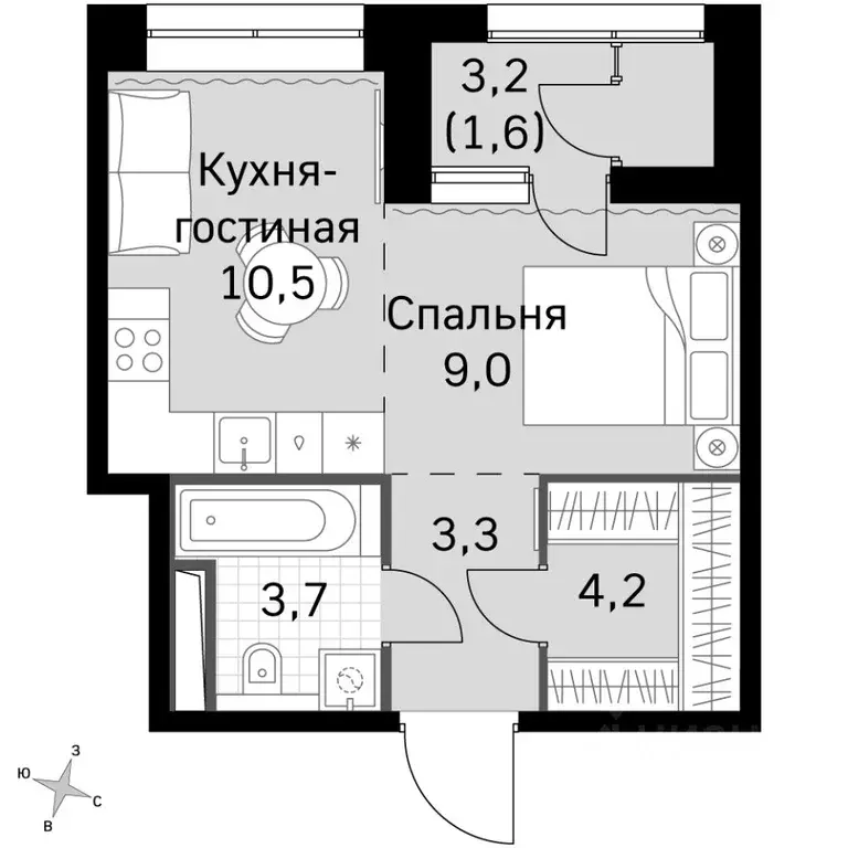 Студия Москва Скай Гарден жилой комплекс (32.3 м) - Фото 2