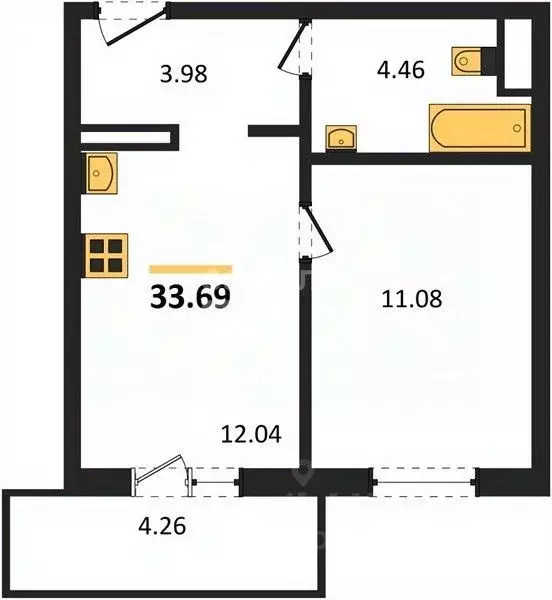 1-к кв. Челябинская область, Челябинский городской округ, пос. ... - Фото 1