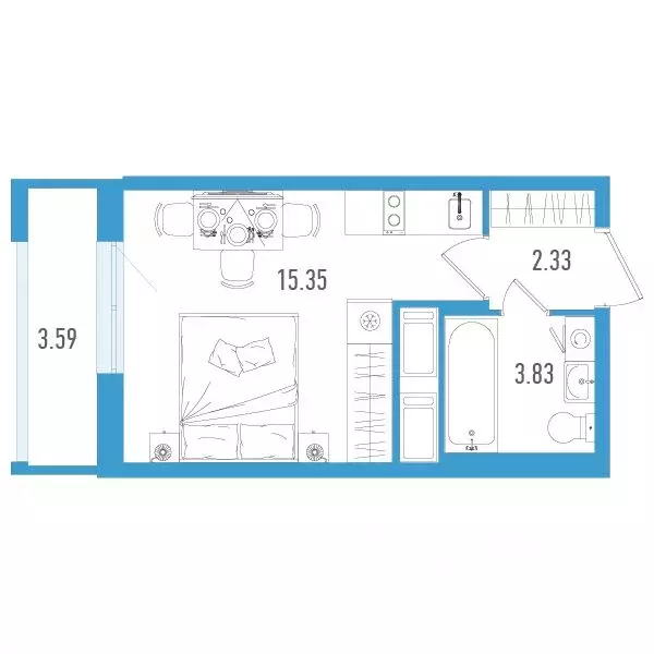 Студия Санкт-Петербург дор. Муринская, 67 (22.59 м) - Фото 0