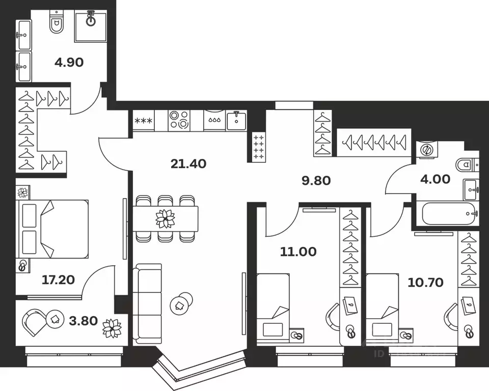 3-к кв. Тульская область, Тула ул. Михеева (82.8 м) - Фото 1