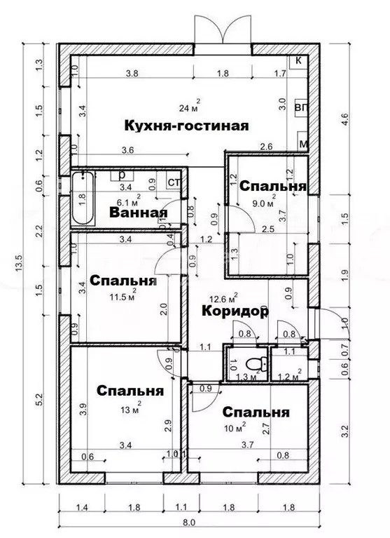 Дом в Краснодарский край, Северская ст-ца  (92 м) - Фото 1