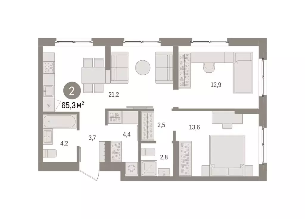 2-комнатная квартира: Екатеринбург, жилой район Юго-Западный, жилой ... - Фото 1