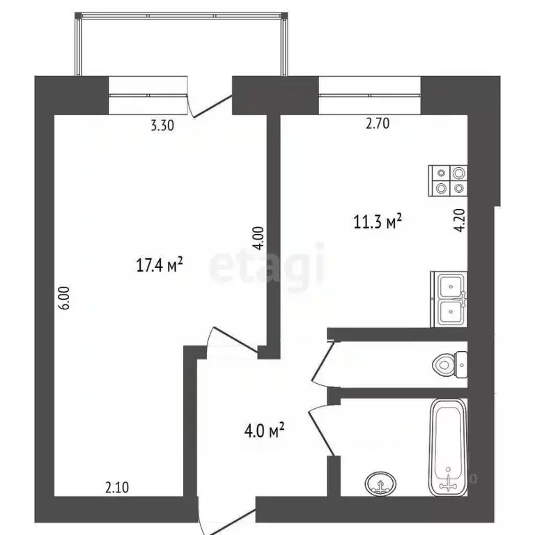 1-к кв. Тюменская область, с. Нижняя Тавда ул. Ленина, 38 (32.4 м) - Фото 2