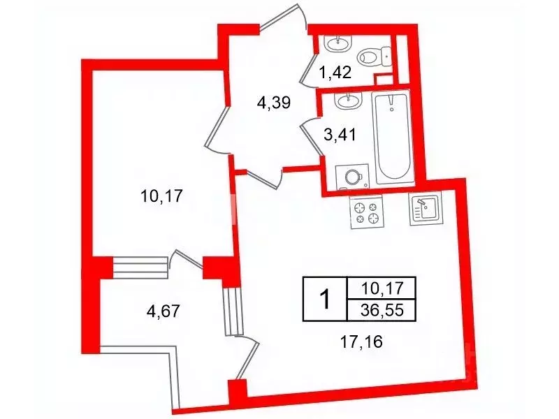 1-к кв. Санкт-Петербург Пулковское ш., 109к3 (36.55 м) - Фото 2