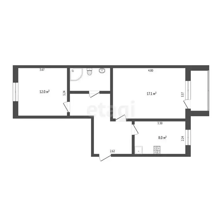 2-комнатная квартира: Тюмень, улица Московский Тракт, 123 (50.2 м) - Фото 1