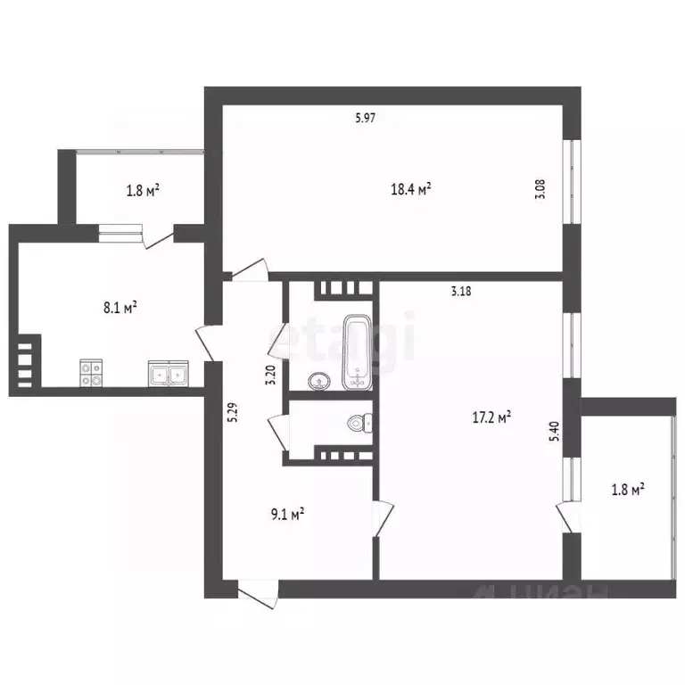 2-к кв. Крым, Щелкино Ленинский район, 60/1А (56.7 м) - Фото 2