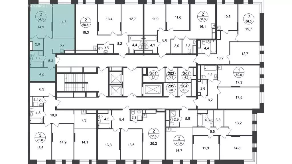 2-комнатная квартира: Московский, улица Никитина, 3к3 (53.2 м) - Фото 2
