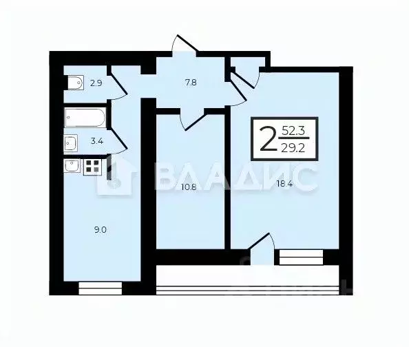 2-к кв. Москва Большой Тишинский пер., 40С2 (52.3 м) - Фото 2